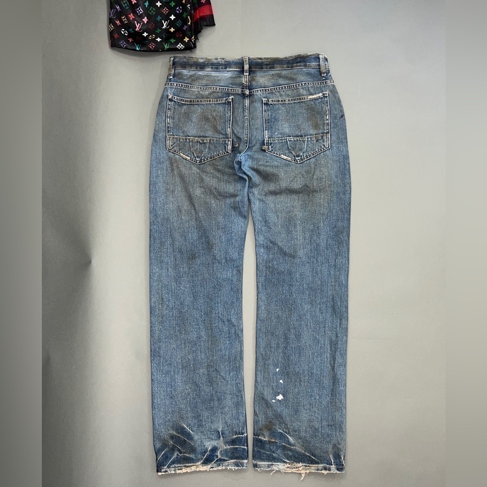 Waxed Oiled Rick Owens SLAB Denim Mud Distressed Washed Pocket Flare Cargo Jeans - Picture 2 of 16